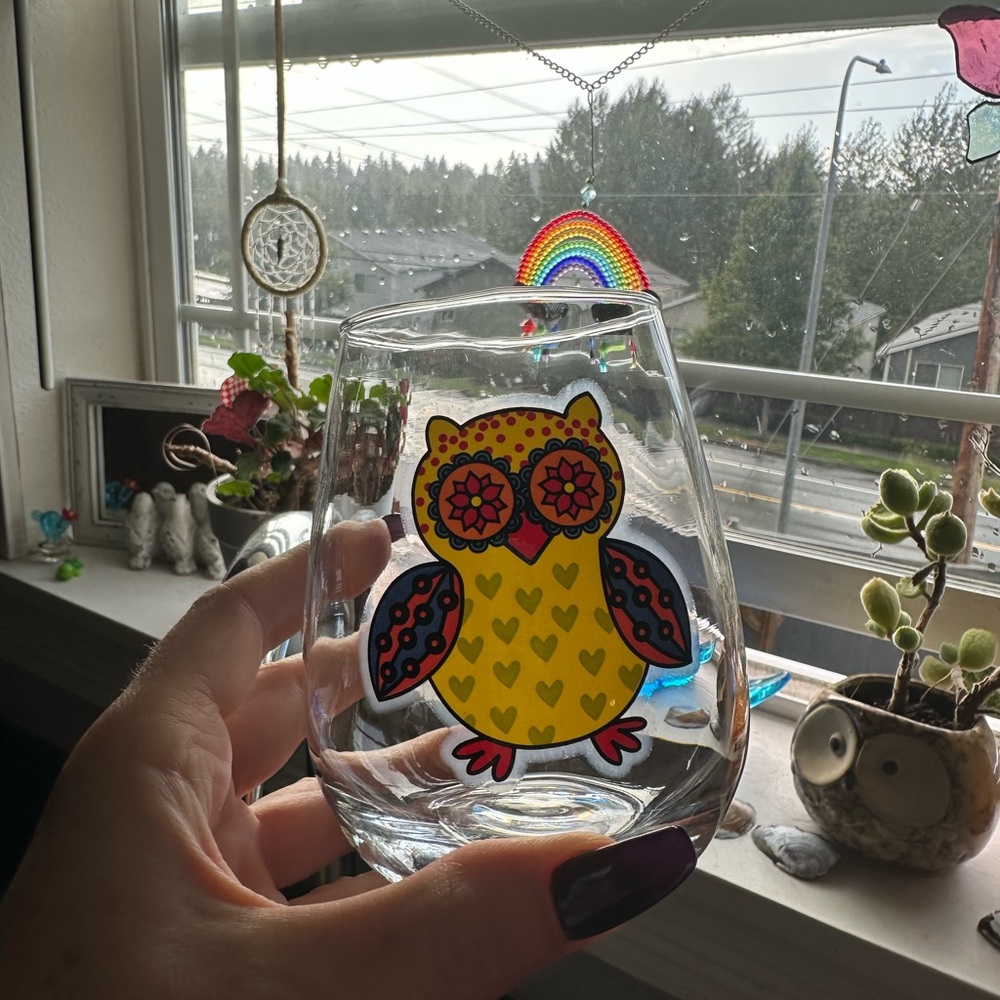 Colorful Owl Design Glass Set of 4
Stemless Wine Glasses
Whimsical Tumblers
